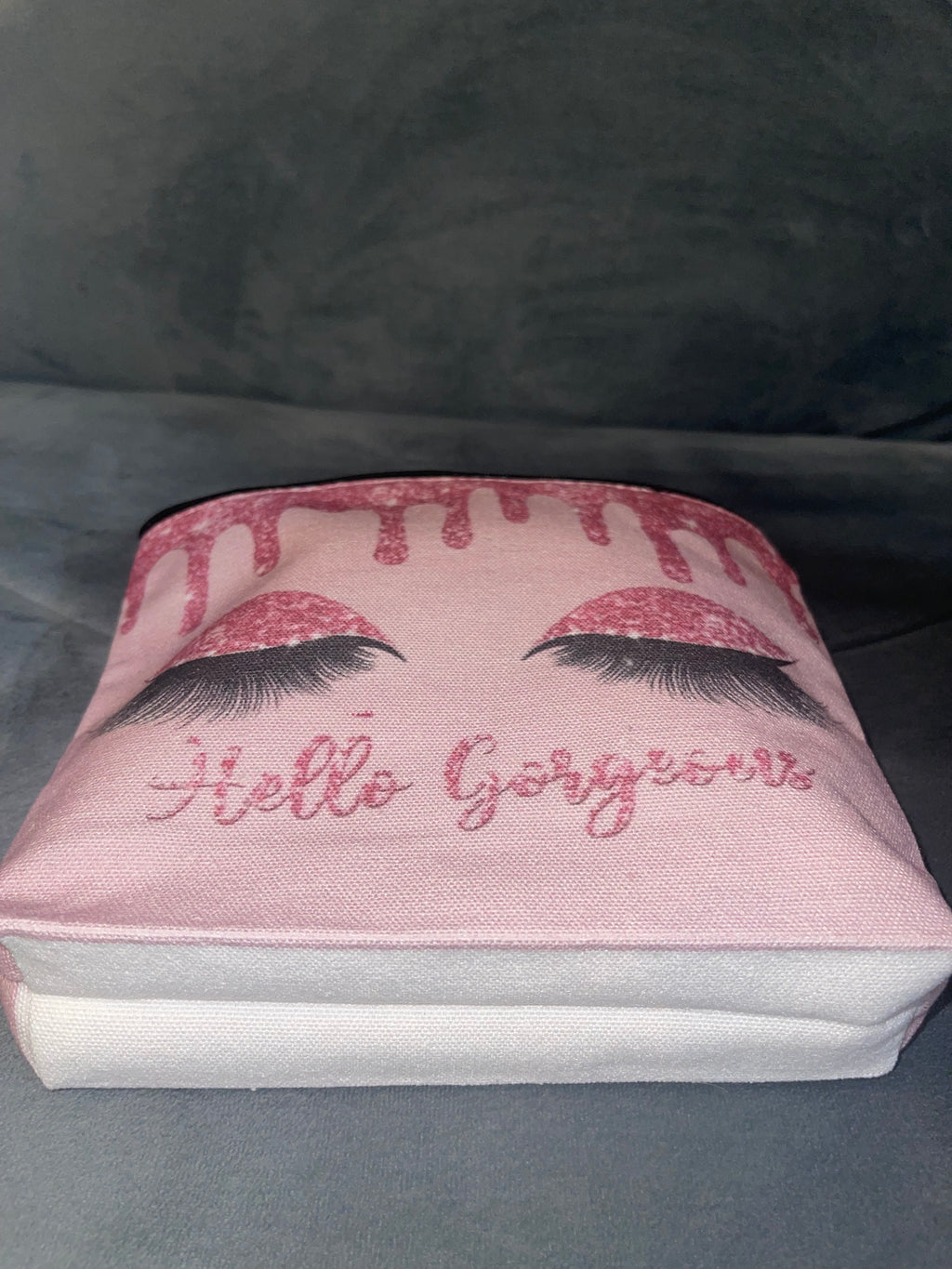 Hello Gorgeous Pink Glitter Lash Makeup Bag